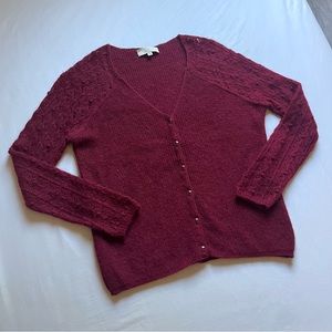 SEZANE maroon burgundy kid mohair baby alpaca blend knit cardigan available